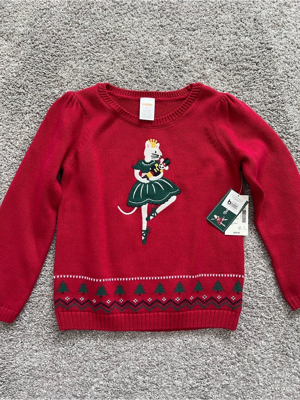 Gymboree Red Holiday Ballerina Mouse Sweater - Girls NWT